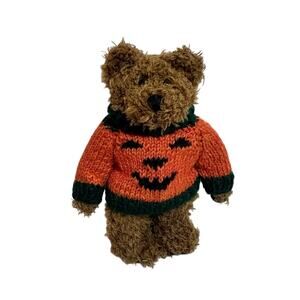 Boyds Bears Halloween Bear In Pumpkin Sweater Bradley BooBear